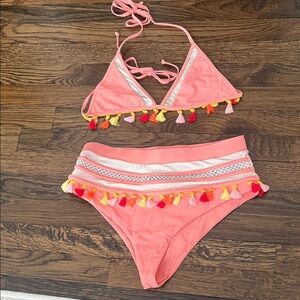 Tularosa Pink Tassel Bikini Set Medium